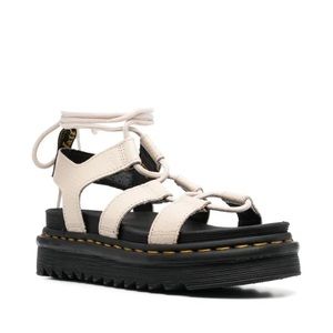 Dr Martens Nartilla White Leather Lace Up Gladiator Sandals